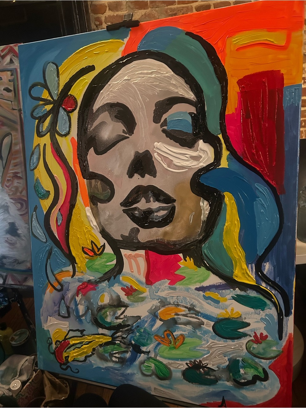 Colorful Abstract Portrait Canvas Art - Multicolor